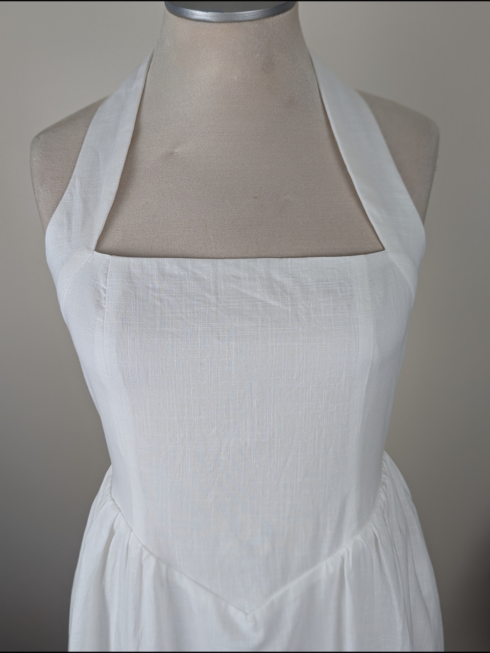 Billy J. White 100% Cotton Boho  Caden Maxi Halter Dress with Square Neck - Picture 4 of 13